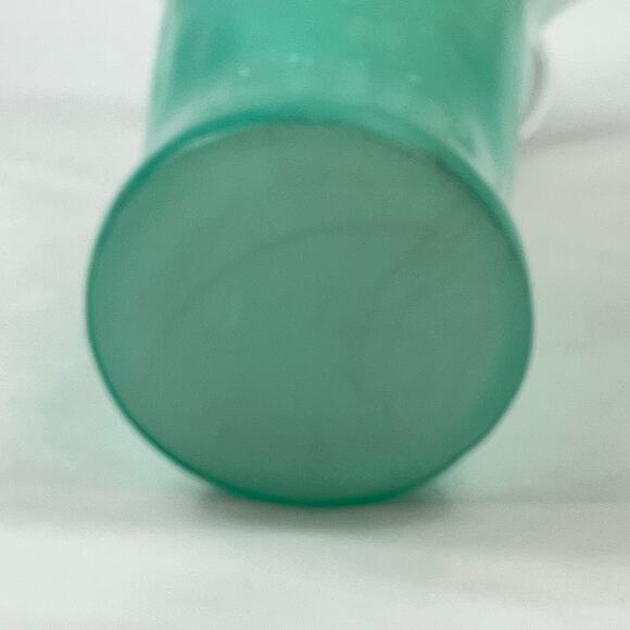 Murano Art Glass Vase Encased Green White Swirl Ruffled Rim 16" Italian Blown - Picture 9 of 16